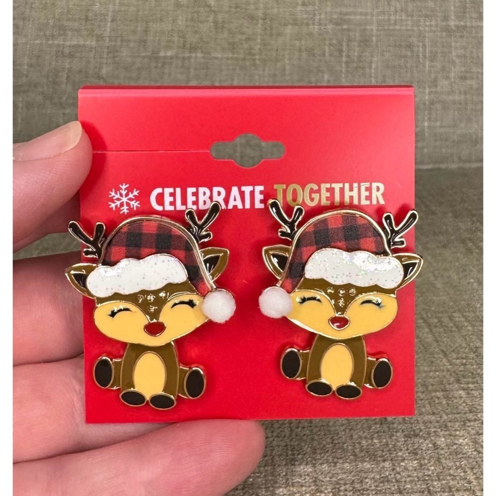 Holiday Reindeer Wiggle Post Earrings